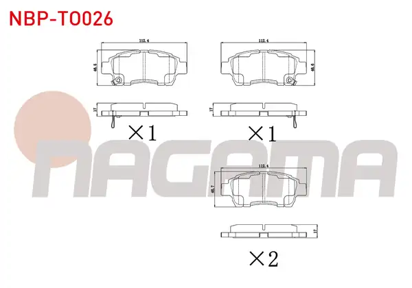 NAGAMA Nbp To026 Fren Balata Ön Ikazlı Toyota Yaris _cp10 1 0i 1999 2005 Yaris _cp10 1 3i 1999 2005