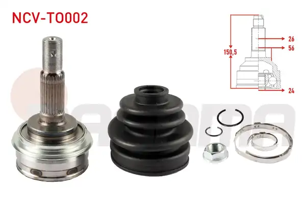 NAGAMA Ncv To002 Aks Kafası Sol Sağ Ön Dış 26x24x56 Uzunluk 150 6mm Toyota Corolla