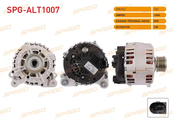 SPAGO Spg Alt1007 Alternatör V Tipi 12v 140a 6pk Golf VI Jetta III IV Caddy III IV A3 09 15 Q3 11 18 1 6 2 0 TDI Araclar İçin