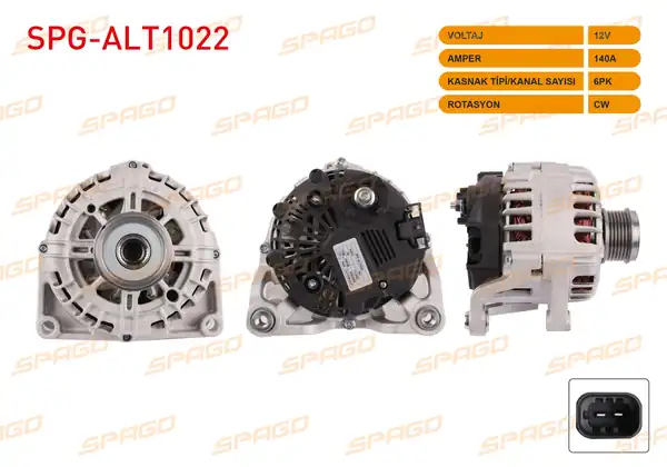 SPAGO Spg Alt1022 Alternatör 12v 140a 6pk Alt8880 Astra J 09 15 Insignia A 08 17 1 6 Benzinli Araclar İçin