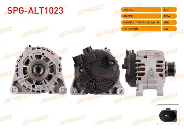 SPAGO Spg Alt1023 Alternatör 12v 120a 6pk Alt8124 Focus III Fiesta VI Courier 14 23 Connect 13 22 Dizel Araclar İçin