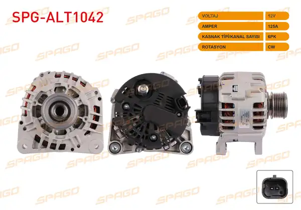 SPAGO Spg Alt1042 Alternatör 12v 125a 6pk Clio II Kangoo Megane II Duster Logan 1 5 dCi Araclar İçin