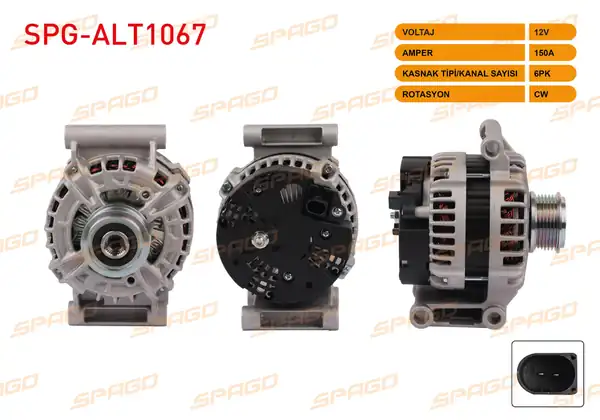 SPAGO Spg Alt1067 Alternatör 12v 150a 6pk Transit V362 V363 11 18 Jumper 11 20 Boxer 11 20 2 2 Dizel Araclar İçin