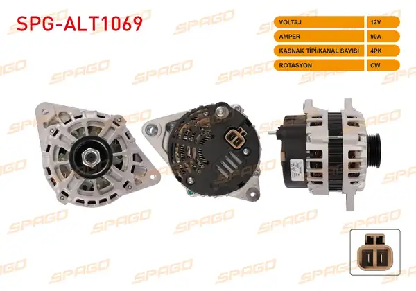 SPAGO Spg Alt1069 Alternatör 12v 90a 4pk Alt891 Accent 1 3i 1 5i 95 00 Elantra 1 8 2 0 96 20