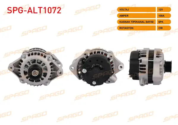 SPAGO Spg Alt1072 Alternatör 12v 100a 6pk Alt120 Astra F 92 98 Vectra 92 02 Corsa 93 00 Omega 94 03 Benzinli Araclar İçin
