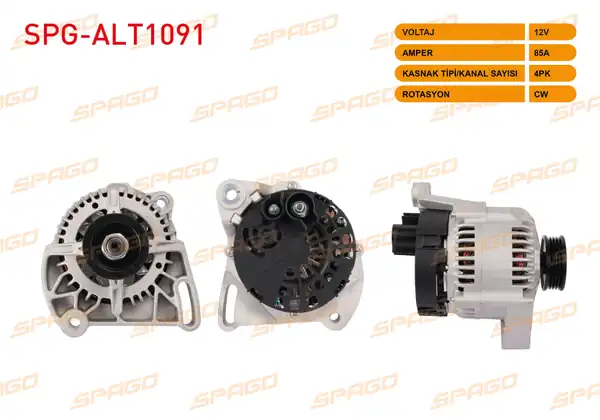 SPAGO Spg Alt1091 Alternatör 12v 85a 4pk Alt455 Fiat Palio 93 98 Siena 97 Gergili