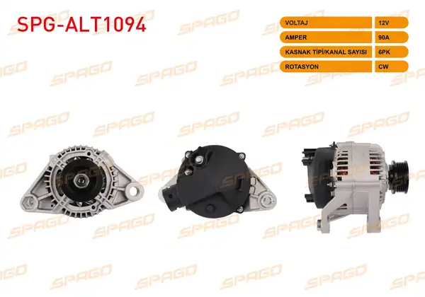 SPAGO Spg Alt1094 Alternatör 12v 90a 6pk Alt483 Dogan SLX Klimalı 94 Şahin 96 Klimalı