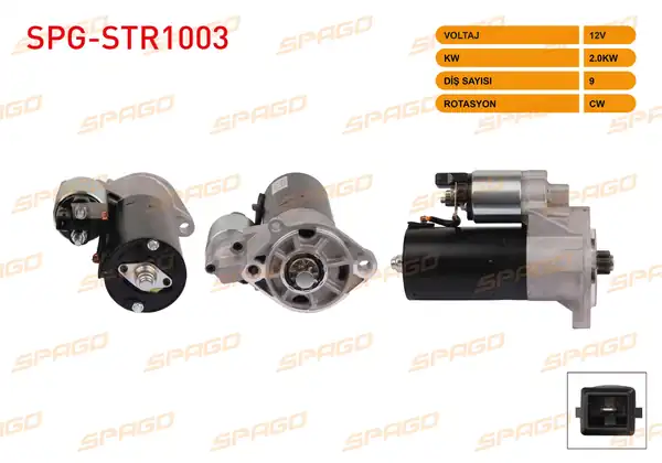 SPAGO Spg Str1003 Marş Motoru 12v 2 0kw 9 Dış Cw Str6600 M12x2 VW Lt35 2 5 TDI 96 06