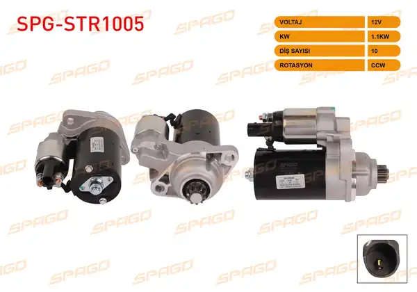 SPAGO Spg Str1005 Marş Motoru V Tipi 12v 1 1kw 10 Dış Ccw Str3360 Golf V VI Jetta III A3 03 12 1 6 Benzinli Araclar İçin
