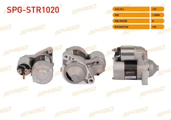 SPAGO SPG-STR1020 | Marş Motoru 12V 1.0Kw 8 Dıs Cw (Str3270) Micra 92-10 / Note 06-13 (1.2 1.4 Benzinli Araclar İçin)