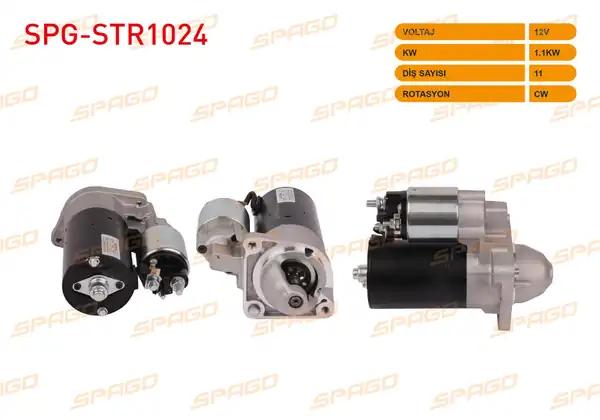 SPAGO Spg Str1024 Marş Motoru 12v 1 1kw 9 Dış Cw Str5166 Doblo Albea Palio Bravo Stilo Marea 1 6 Benzinli Araclar İçin