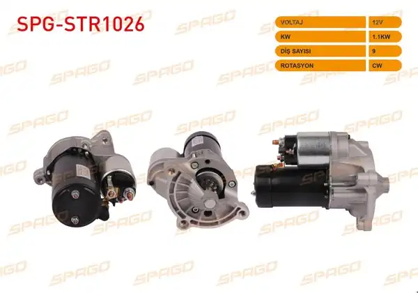 SPAGO SPG-STR1026 | Marş Motoru 12V 1.1Kw 9 Dıs Cw (Str3030) Peugeot 305 306 405 406 / Citroen Xsara (1.8 2.0 Benzinli Araclar İçin)