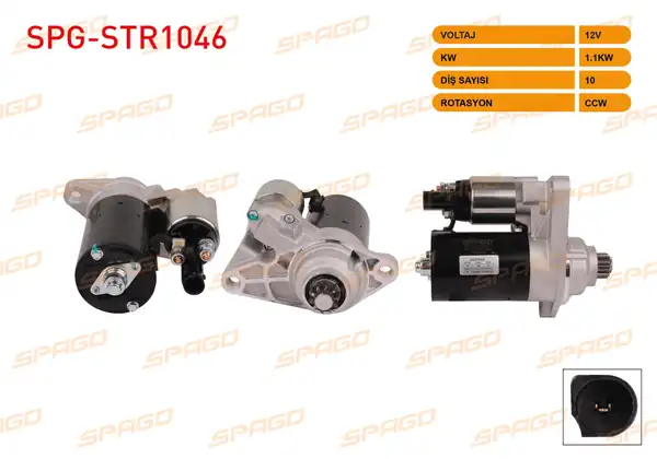 SPAGO Spg Str1046 Marş Motoru B Tipi 12v 1 1kw 10 Dış Ccw Str3350 Polo IV V Golf V Jetta III A3 03 07 Benzinli Araclar İçin