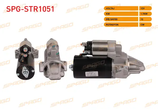 SPAGO Spg Str1051 Marş Motoru 12v 1 7kw 12 Dış Cw Str6842 Transit 11 14 Boxer 11 20 Jumper 11 20 2 2 Hdi Araclar İçin