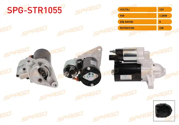 SPAGO Spg Str1055 Marş Motoru 12v 1 2kw 9 Dış Cw Str4725 Corolla 06 18 Auris 07 18 Avensis 08 18 Benzinli Araclar İçin