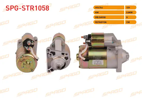 SPAGO Spg Str1058 Marş Motoru 12v 0 9kw 9 Dış Cw Str3007 Renault R9 85 00 R11 Gtl Gts 1983 1994