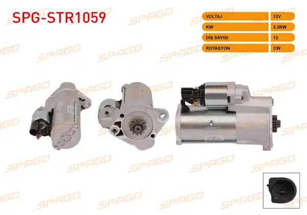 SPAGO Spg Str1059 Marş Motoru 12v 2 2kw 12 Dış Cw Str3392 Amarok 2 0 TDI 10 16 Crafter 2 0 TDI 11 16 Sprinter 06 16