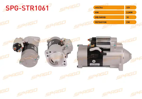 SPAGO Spg Str1061 Marş Motoru 12v 2 2kw 10 Dış Cw Str6048c Hyundai H100 2 5 D 00 06 Mitsubishi L200 L300 2 5 D 01