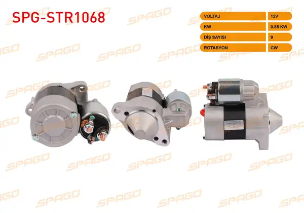 SPAGO SPG-STR1068 | Marş Motoru 12V 0.9Kw 9 Dıs Cw (Str3220) Clio I II III IV-Symbol II III / Logan-Sandero (1.2 Benzinli Araclar İçin)