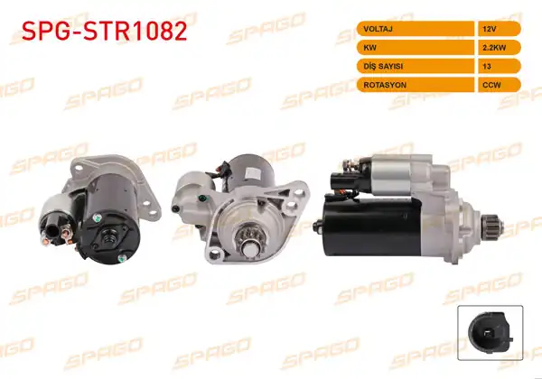 SPAGO SPG-STR1082 | Marş Motoru (B Tipi) 12V 2.2Kw 13 Dıs Ccw (Str5054) Transporter T5