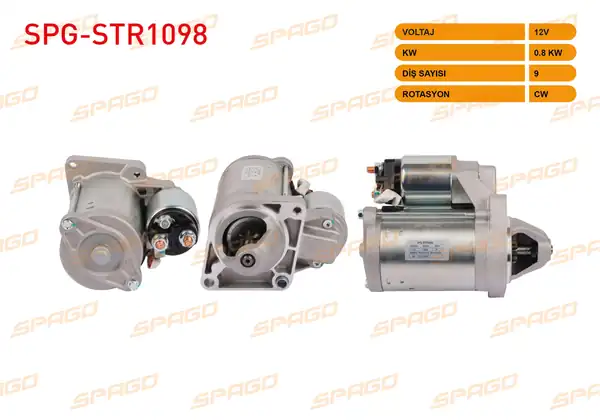 SPAGO Spg Str1098 Marş Motoru 12v 0 8kw 9 Dış Cw Str5163 Albea 06 10 Palio 98 10 Strada 99 06 1 2 1 4 Benzinli Araclar İçin