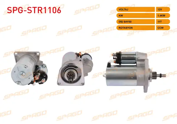 SPAGO Spg Str1106 Marş Motoru 12v 1 4kw 11 Dış Ccw Str6040 Lada Samara 1 5 88 06 1 3 86 94