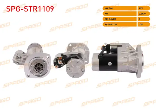 SPAGO Spg Str1109 Marş Motoru 12v 2kw 9 Dış Cw Str6009 Nissan Pick Up 2 5d 98 05 Bmc Levend 2 5 3 0