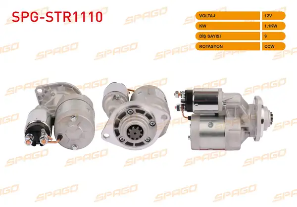 SPAGO Spg Str1110 Marş Motoru 12v 1 1kw 9 Dış Ccw Str6552 Skoda Felicia 1 3 Lx Glx 95 03 Favorit 135l 136 84 94