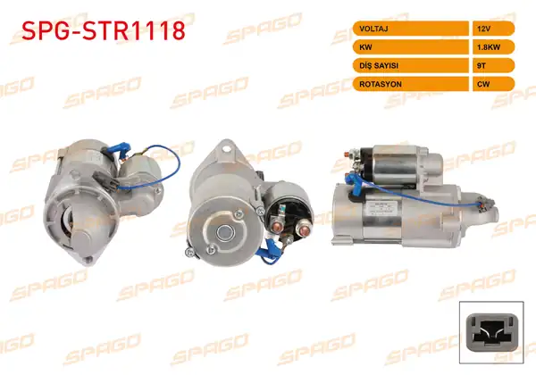 SPAGO Spg Str1118 Marş Motoru 12v 1 8kw 9 Dış Cw Str3066 Captiva 07 13 Cruze 09 12 Antara 07 12 Dizel Araclar İçin