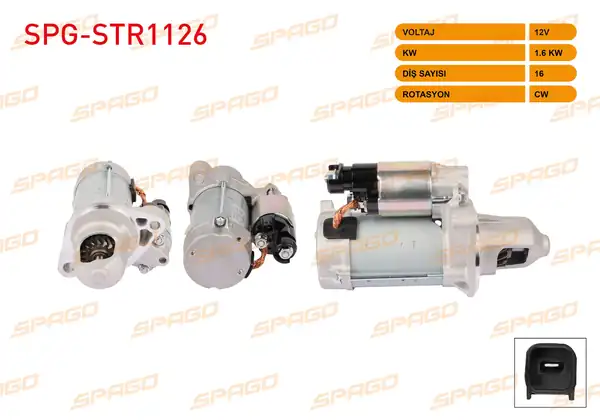 SPAGO Spg Str1126 Marş Motoru 12v 1 6kw 16 Dış Cw Str4845 Honda Civic 1 5t 16