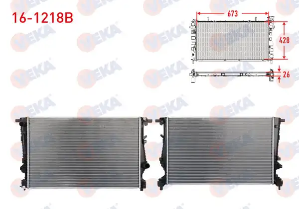 VEKA 16-1218B | Su Radyatörü Brazing Jeep Cherokee (Kl) 2.0, 2.2 Crd, 2.4, 3.2 2018-M-T