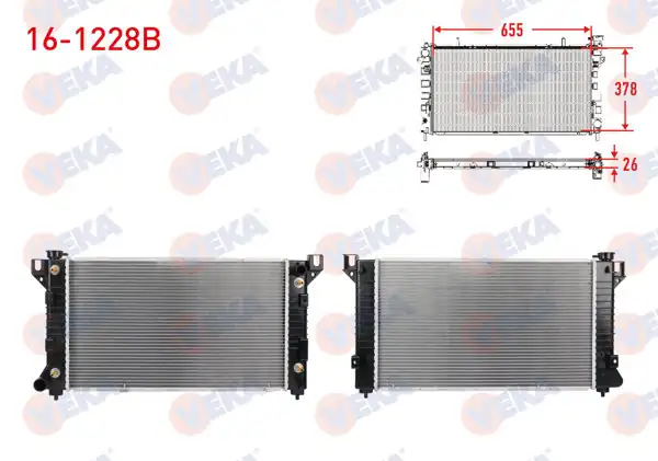 VEKA 16-1228B | Su Radyatörü Brazing Chrysler Voyager 2.4, 3.0, 3.3, 3.8 1996-2001 A-T