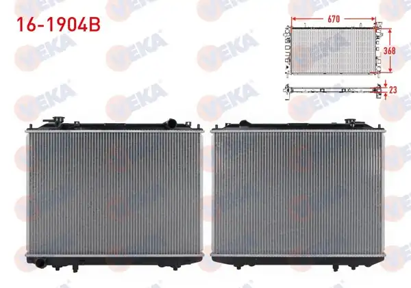 VEKA 16-1904B | Su Radyatörü Brazing Ford Ranger 2.5 D M-T Ac + /-1999-2002