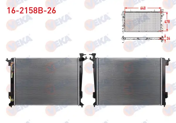 VEKA 16-2158B-26 | Su Radyatörü Brazing Kalınlık 26mm Hyundai Ix35 (Lm) 2.0İ 16V A-T (Kore Uretımı) 2010-/ Kia Sportage (Sl) 2.0 Cvvt A-T 2010 -