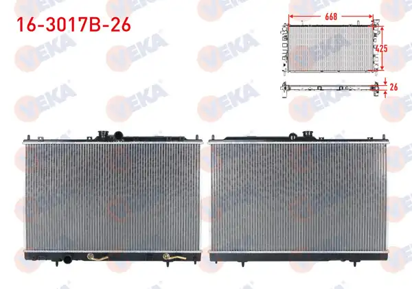 VEKA 16-3017B-26 | Su Radyatörü Brazing Kalınlık 26mm Mitsubishi Outlander 2.0I A-T 2003-2007