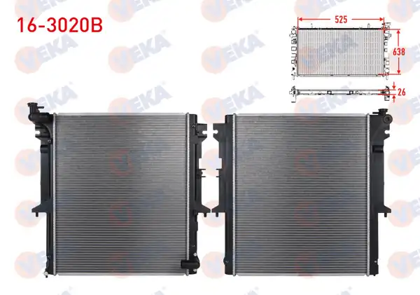 VEKA 16-3020B | Su Radyatörü Brazing Mitsubishi L 200 (Kbt,Kat) 2.5 Dıd M-T 2004 -