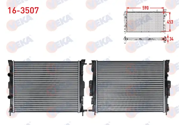 VEKA 16-3507 | Su Radyatörü Mekanik Renault Megane II Bm0 1 Cm0 1 1 5 dCi A T M T 2002 2008