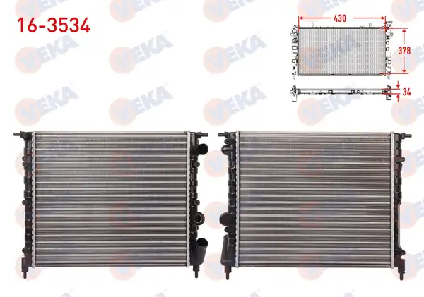 VEKA 16-3534 | Su Radyatörü Mekanik Renault R19 1 4 Karburatorlu Klimasız M T 1988 2001