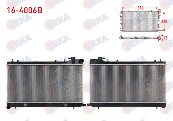 VEKA 16-4006B | Su Radyatörü Brazing Subaru Forester (Sf) 2.0 S Awd A-T 1995-2002 / Impreza (Gc) 1.6İ Awd 1992-2000