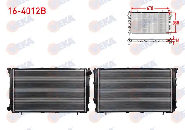 VEKA 16-4012B | Su Radyatörü Brazing Subaru Legacy 1.8-2.0 M-T 1990-1994
