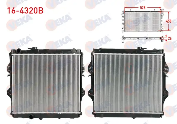 VEKA 16-4320B | Su Radyatörü Brazing Eğik Çıkış Toyota Hi Lux Pick Up _n_ 2 4 D Ln145 Ln150 M T 1983 2005