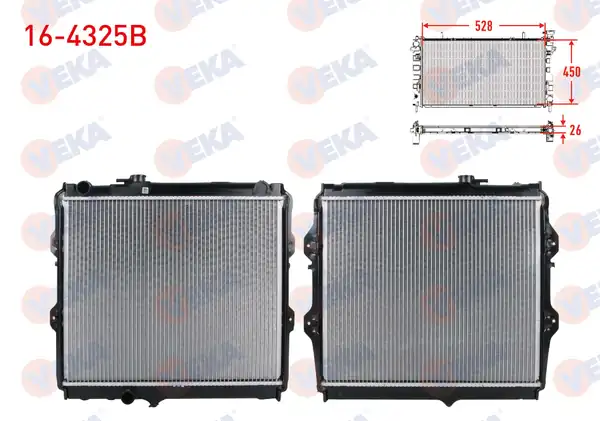 VEKA 16-4325B | Su Radyatörü Brazing Düz Çıkış Toyota Hi Lux Pick Up _n_ 2 4 D M T 1983 2005