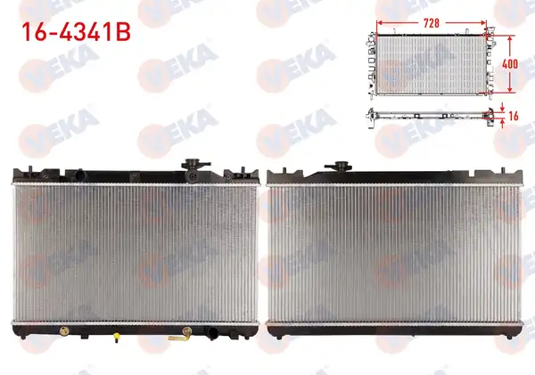 VEKA 16-4341B | Su Radyatörü Brazing Toyota Camry _v30 2 4i A T M T Ac 2001 2006