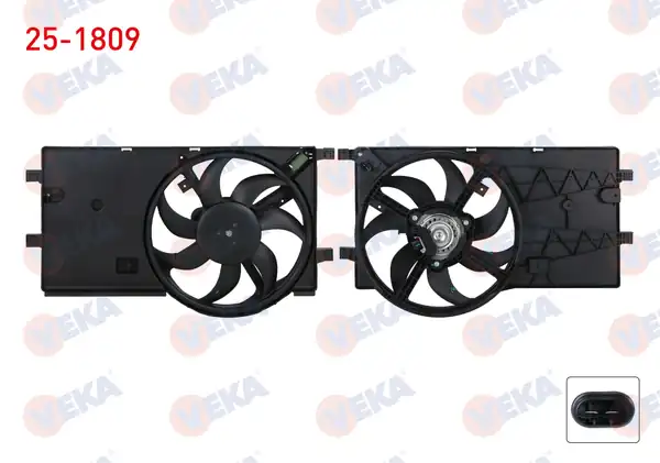 VEKA 25-1809 | Fan Motoru (Su + Klima) Davlumbazlı Tekli Fiat Fiorino (225) 1.3 Mjt Ac + 2007 -