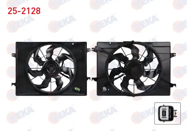 VEKA 25-2128 | Fan Motoru Su Radyatör Davlumbazlı Tekli Fan Hyundai Tucson (Jm) 2.0 CRDI 2004-2010