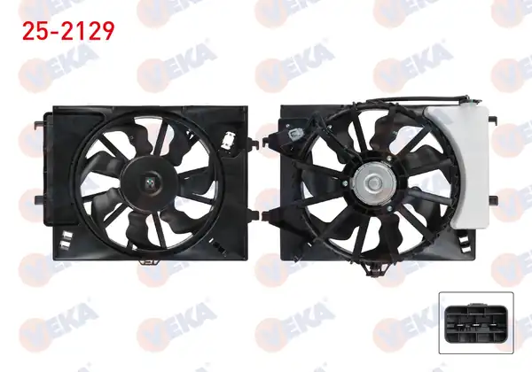 VEKA 25-2129 | Fan Motoru Su Radyatörü Davlumbazlı Tekli Fan Bıdonlu Hyundai İ20 Pb Pbt 1 2i 2008 2015