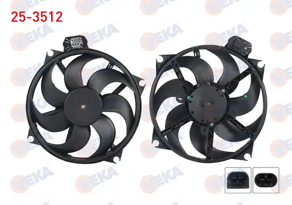 VEKA 25-3512 | Fan Motoru (Su + Klima) Davlumbazlı Tekli Fan Renault Fluence (L30) 1.5 DCI 2009 -