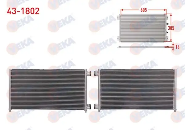 VEKA 43-1802 | Klima Radyatörü Fiat Doblo (119,223) 1.9 JTD M-T 2001-2010