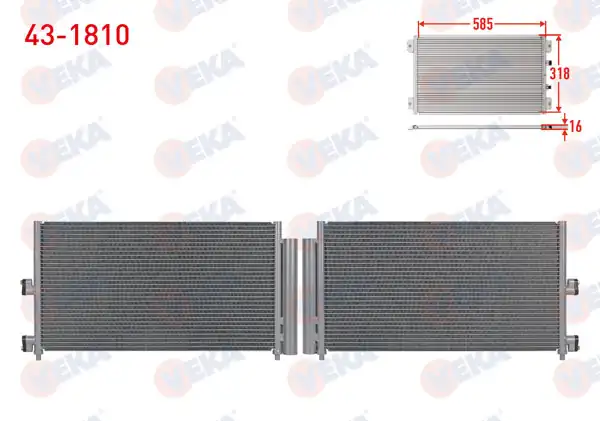 VEKA 43-1810 | Klima Radyatörü Fiat Doblo (119,223) 1.3 Mjt 2001-2010
