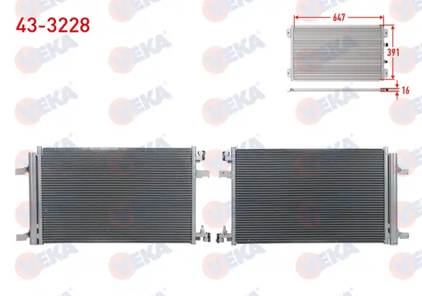 VEKA 43-3228 | Klima Radyatörü Opel Astra J 1.6İ A-T 2009-2016